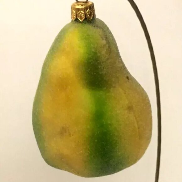 Authentic! Rare Christopher Radko PEAR FRUIT Yellow Green Golden Glass Ornament - Picture 4 of 10